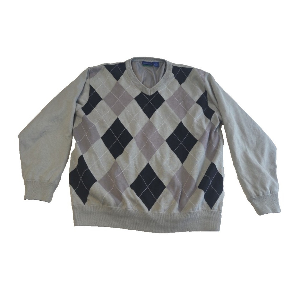 Scottish Winds Men's Argyle Pullover Golf Sweater Windbreaker Lined Size 2XL